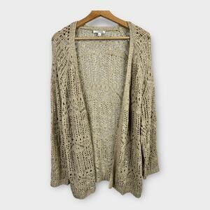 Back in the Saddle Womens Large Open Knit Crochet Cardigan Western Bohemian
